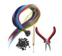 UKCOCO 50pcs Hair Extensions Tools Kit with Hair Plier and Crochet Hook for Natural Textures and Soft High Temperature Fiber, Suitable for Parties and Other Occasions Random Color