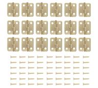 UKCOCO 50pcs Mini Small Hinges for Wooden Jewelry Box Round Corner Yellow Iron Folding Chest Hinges and 200 Screws, Cabinet Hardware Accessory for Jewelry Case and Necklace Chest