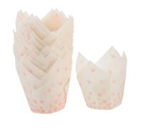 UKCOCO 50pcs Rose Gold Dot Tulip Cupcake Baking Cups Greaseproof Muffin Liners with High Temperature Resistance Food Safe Paper Wrappers for Cakes Desserts Parties and Home Baking