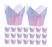 UKCOCO 50pcs Tulip Cupcake Liners Baking Cups Greaseproof Muffin Wrappers High Temperature Resistant Paper for Snacks Party Baking and Serving