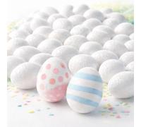 UKCOCO 50Pcs White Foam Eggs: 3.5cm Unfinished Easter Egg Ornaments for Easter Crafts and Displays, Decoration, Staining or Painting