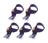 UKCOCO 5pcs Adjustable Mini Knitted Yarn Scarves Set in Navy Blue for Doll Accessories, DIY Tiny Doll Scarf Supplies, Mini House Craft Decoration