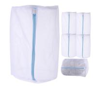 UKCOCO 5pcs Blue Fine Mesh Laundry Bags for Washing Machine, Cylinder Shaped Delicate Wash Bags, Polyester Material with Metal Zipper, Protects Underwear and T-shirts, for Storing Clothes