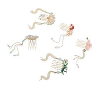 UKCOCO 5pcs Chinese Flower Hair Comb Clip with Metal and Plastic Material Featuring Peach Blossoms and Phoenix Design, Elegant Festival Hair Accessory for Women in Hanfu Performance