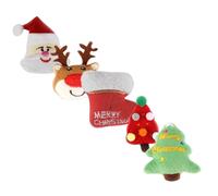 UKCOCO 5pcs Christmas Plush Cat Kitten Chew Indoor Self Amusing Soft PP Cotton Interactive Teething for Cats with Reindeer Santa Tree and Stocking