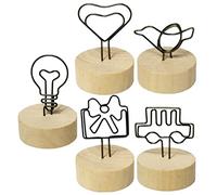 UKCOCO 5Pcs Creative Vintage Memo Clips Table Card Holders with Stable Base Multi Shape Photo and Menu Stands for Office Wedding Party Decorations