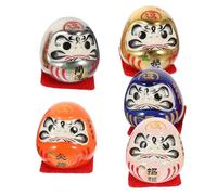 UKCOCO 5pcs Japanese Style Ceramic Figurines Set Unique Fortune Mascot Decorations for Car Interior Office and Occasion with Elegant Decorative Effects