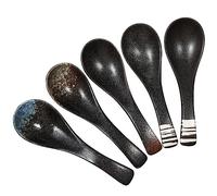 UKCOCO 5Pcs Japanese Style Ceramic Soup Spoons Kitchen Tableware for Rice Eating and Restaurant Use with Smooth Polished Surface