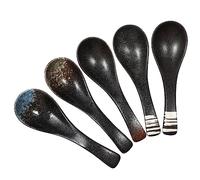 UKCOCO 5Pcs Japanese Style Ceramic Soup Spoons Smooth Kitchen Tableware for Soup and Rice Safe Food Grade Utensils Suitable for Adults and Classic Home Dining Accessories