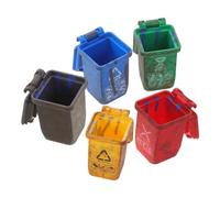 UKCOCO 5pcs Mini Trash Can: Toy Mini Garbage Sorting Cans - 1:87 Vintage Miniature Trash Bin with Lid for Dollhouse Scene Diorama Decoration Accessories