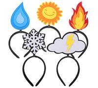 UKCOCO 5pcs Novelty Soft Felt Headbands Set - Flame, Water Drop, Sun, Cloud, Snowflake Designs for Birthday Parties and ’ Holiday Hair Accessories
