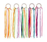 UKCOCO 5pcs Rainbow Hand Ribbon Kite With Wooden Ring - Wind Dancing Streamer - Educational Sensory Toys - For Party Birthday Learning Entertainment Decoration