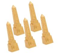 UKCOCO 5pcs Resin Egyptian Obelisk Figurine Decor Set with Golden Ancient Elegance Finish, Distinctive Desktop Ornament for Home and Office Decor, Safe and Enjoyable Playtime for Parents