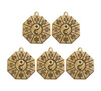 UKCOCO 5pcs Retro Taoist Brass Pendants Yin Yang Qian Kun Eight Diagram Charms Exorcism Keychain Accessories Chinese Culture Decor for Feng Shui
