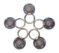 UKCOCO 5pcs Vintage Round Metal Single Hole Drawer Pull Handle | Antique Green Finish, Decorative Chic Style, 47mm Diameter, Suitable for Cabinet and Wardrobe Use