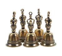 UKCOCO 5pcs Vintage Solid Brass Handheld Bells Keychain Pendant Decorative Bells for Altar Rituals and Wiccan Supplies Hanging Set for Home Décor and Key Ring Accessories