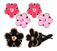 UKCOCO 6 Pcs Car Air Freshener Clips with Daisy Flower Design, Mixed Black Pink Red, Vent Clip Aromatherapy Decor for Car Interior Accessories