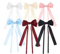 UKCOCO 6 Pcs Hair Bows for Women Soft Ribbon Hair Accessories Black White Pink Beige Blue and Comfortable for Daily Wear and Special Occasions