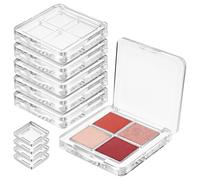 UKCOCO 6 Pcs Square Empty Eyeshadow Palette Makeup Case with 4 Compartments, Reusable Cosmetics Tray Suitable for Eyeshadow, Lipstick, and Highlighter Storage