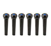UKCOCO 6 Pieces Black Plastic Guitar Bridge Pins with Blue Cat Eye Inlay for Acoustic Guitar String Replacement Accessories