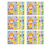 UKCOCO 6 Sets Career Puzzle Stickers, Educational Dress up Sticker Book with 6 Different Occupation Designs, Interactive DIY Puzzle Kits for Parent Learning and School Activities