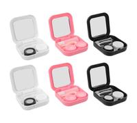 UKCOCO 6 Sets Contact Lens Applicator Tool with Tweezers and Solution Bottle, Portable Square Contact Lens Case with Built-in Mirror, Compact Plastic Design for Daily and Outdoor Use