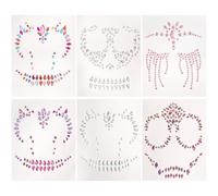 UKCOCO 6 Sheets Face Jewels Rhinestone Crystal Gems Sticker Temporary Peel and Stick Resin Paper for Halloween Adults