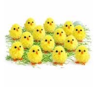 UKCOCO 60Pcs Mini Easter Chicks: Yellow 3cm Fluffy Chicks - Plush Cute Easter Egg Bonnet Decorations for Crafting DIY Arts Crafts Party Decoration Cake Toppers