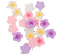UKCOCO 60pcs Mini Resin Plumeria Flower Pendants Five-petal Tropical Charms for Jewelry Making Summer Style Bracelet and Earring DIY Accessories in White Purple and Pink