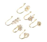 UKCOCO 6pcs Adjustable Clip Nose Cuff Jewelry for Women Men Romantic Star Moon Flower Designs Faux Non Piercing Nose Rings with Gleaming Zirconia Versatile Fashion Accessories