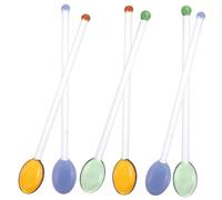 UKCOCO 6Pcs Assorted Color Glass Swizzle Sticks for Cocktails Coffee Juice Multifunctional Drinking Stirrer with Comfortable Handle for Mixing Lemonade Iced Tea and Sundaes
