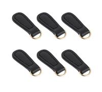 UKCOCO 6pcs Black Leather Zipper Pull Tabs for Bags and Clothing, Luggage Zipper Handle Replacements, Leather Zip Puller Repair Accessories for Backpacks and Jackets