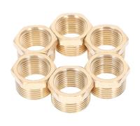 UKCOCO 6pcs Brass Hose Fitting 3/4" to 1/2" Thread Reducer Connector Garden Hose Adapter Coupling with 18mm Length Compatible with Outdoor Watering