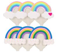 UKCOCO 6pcs Cute Cloud Rainbow Wall Hooks Set Self-Adhesive Non-Drill Storage Hooks for Home Door and Bathroom for Keys Towels and Bags