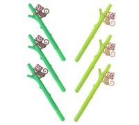 UKCOCO 6pcs Cute Monkey Gel Ink Pens Black Ink Set with Light Dark Green Barrel, Creative Writing Pens for Teachers School and Office Supplies