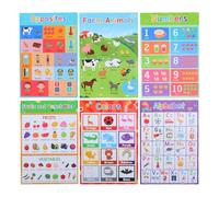 UKCOCO 6pcs Educational English Word Posters for - A3 Size Classroom Learning Charts Farm Animals and Fruits - Preschool and Nursery Educational Wall Art for Early Childhood Development