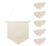 UKCOCO 6pcs Enamel Pin Display Canvas Banner with Wooden Dowel, Versatile Wall Hanging Organizer for Pins and Jewelry, Beige Canvas Material, for Room Decor and Exhibit Zones
