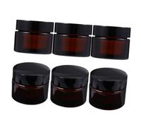 UKCOCO 6pcs Glass Cream Jar Face Cream Cosmetic Sub-packing Bottle Brown Travel Storage Bottle for Gift and Travel