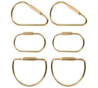 UKCOCO 6pcs Golden Brass Key Chain Holder with Secure Locking, Unique Teardrop and D-Shaped Rings for Organizing Essentials, for Travel and Daily Reliability