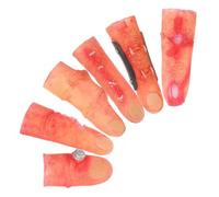 UKCOCO 6Pcs Halloween Fake Finger Props Realistic Bloody Finger Decorations for Haunted Houses Parties Halloween Displays Vinyl Simulation Finger