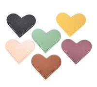 UKCOCO 6pcs Heart-Shaped Leather Page Corner Bookmarks Set, Mini Portable Book Markers in Yellow, Ocean Green, Black, Orange, Rose Red, Pink for Women Reading Accessories