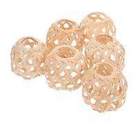 UKCOCO 6pcs Mini Bamboo Woven Ball Lamp Shade 6x6cm Beige Bamboo Portable Lightweight Round Lantern Shade for Home Decor and Party Decorations