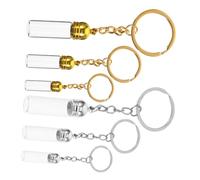 UKCOCO 6pcs Mini Glass Wishing Bottles Keychain Portable Refillable Essential Oil Containers Stylish Tiny Perfume Vials for Travel DIY Crafts Wedding Party Favors