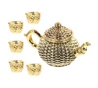 UKCOCO 6pcs Miniature Tea Cup Set Realistic Teapot and Mini Cups for Tabletop Ornament for Home Decoration and Mini House Scenes Lightweight Design Random Color