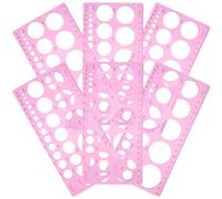 UKCOCO 6pcs Pink Geometric Drawing Stencil Templates Round Hole Rulers for Students Drafting, DIY Art and Architecture Supplies