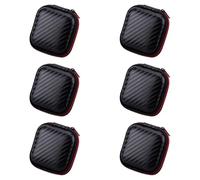 UKCOCO 6pcs Portable Earphone Storage Bags Waterproof Cable Organizer Case for Data Cables Chargers USB Accessories with Anti-pressure Design in Black and Red, Suitable for Travel