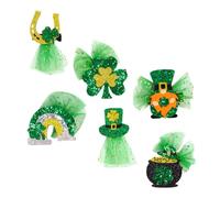 UKCOCO 6pcs Shamrock Hair Clips Set with Multi-shaped Party Hairpins Including Leprechaun, Rainbow, Clover, Hat, Gold Coin, Horseshoe Designs for Irish Festival Hair Accessories