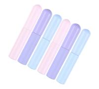UKCOCO 6pcs Silicone Lip Applicator Brush Set with Lid, Portable round Head Lipstick and Lip Gloss Makeup Brushes for Precise Blending, Multi-color Pink Purple Blue, for Travel and Daily