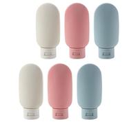 UKCOCO 6pcs Silicone Travel Bottles Set 60g Portable Refillable Lotion Dispenser Containers for Toiletries Bathroom Organization with Flip Cap in Pink, Grey, Blue Random Color