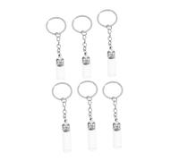 UKCOCO 6pcs Small Glass Perfume Bottles with Caps Portable Empty Keychain Jars for Essential Oils DIY Travel Containers Clear Tiny Bottles with Artisan Design